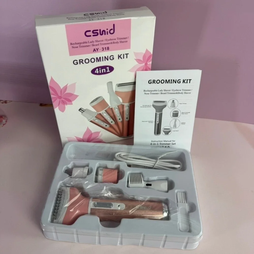 CSNID 4-in1 Rechargeable Grooming Kit Lady Shaver Eyebrow Nose Beard Trimmer NIB